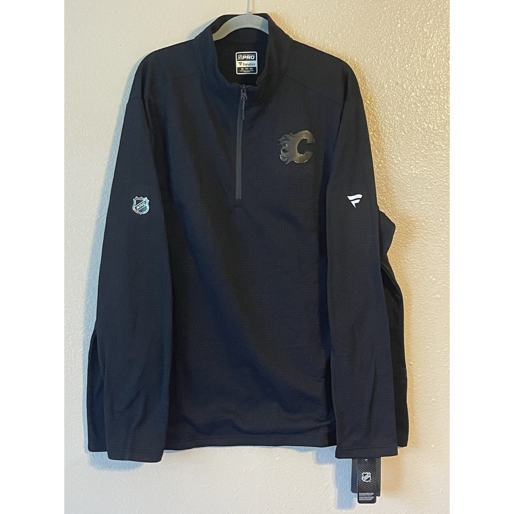 Men's 3XL NWT Calgary Flames Fanatics Authentic Pro Training 1/4 Zip‎ Jacket
